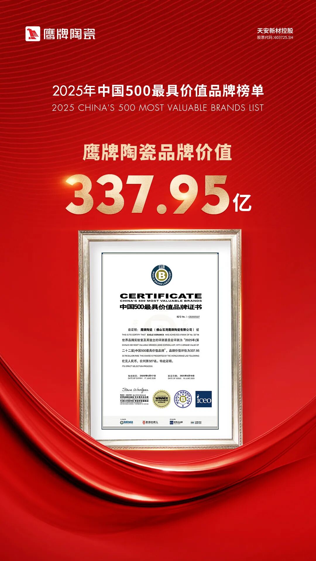 337.95億！鷹牌陶瓷連續(xù)上榜中國500最具價(jià)值品牌！(圖3)